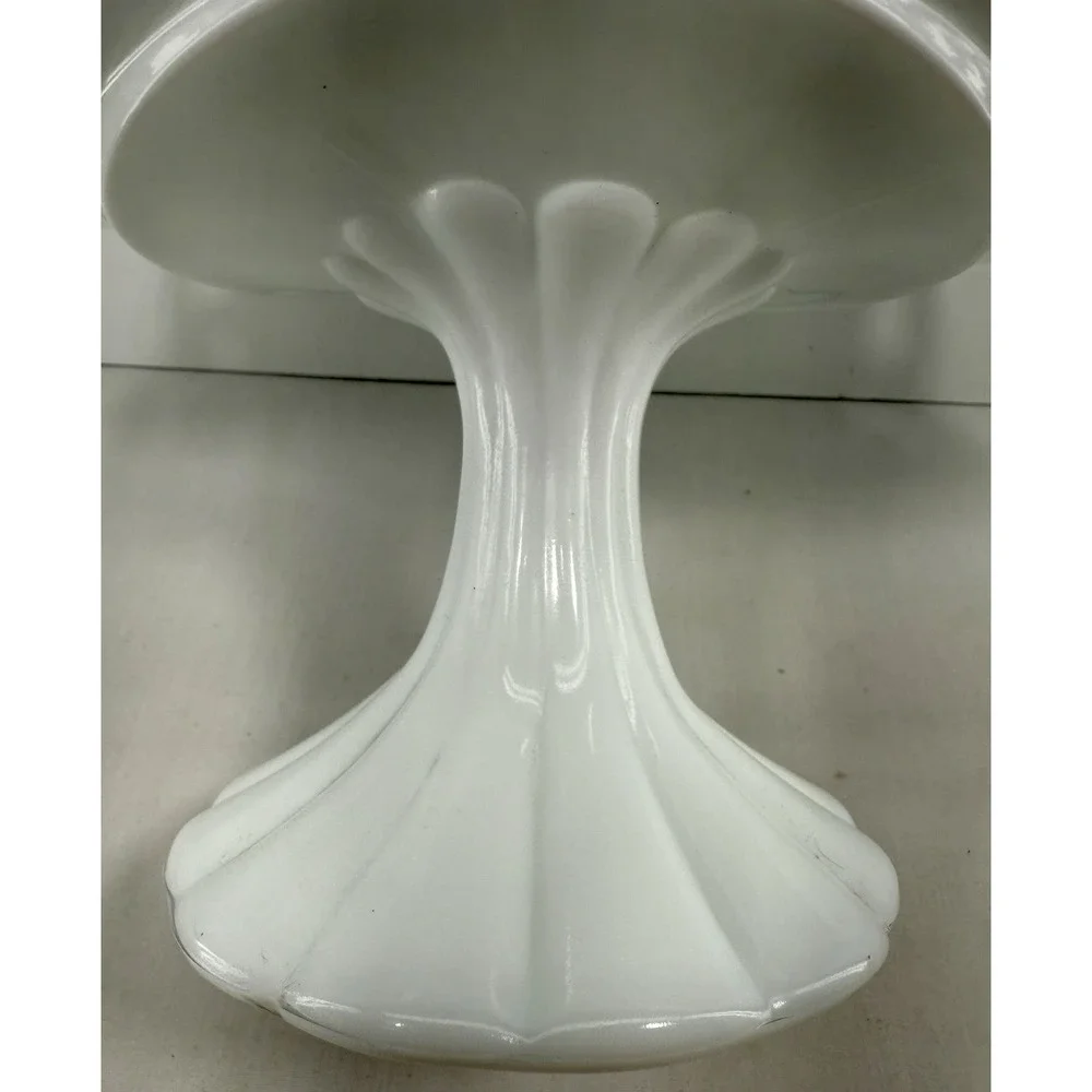 Vintage Colony Milk Glass Open Lace Pedestal Compote Fruit Bowl‎ 13.75